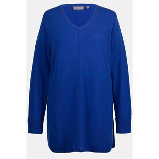 Ulla Popken  Pullover, edler Wollmix, Biese, V-Ausschnitt, Langarm 