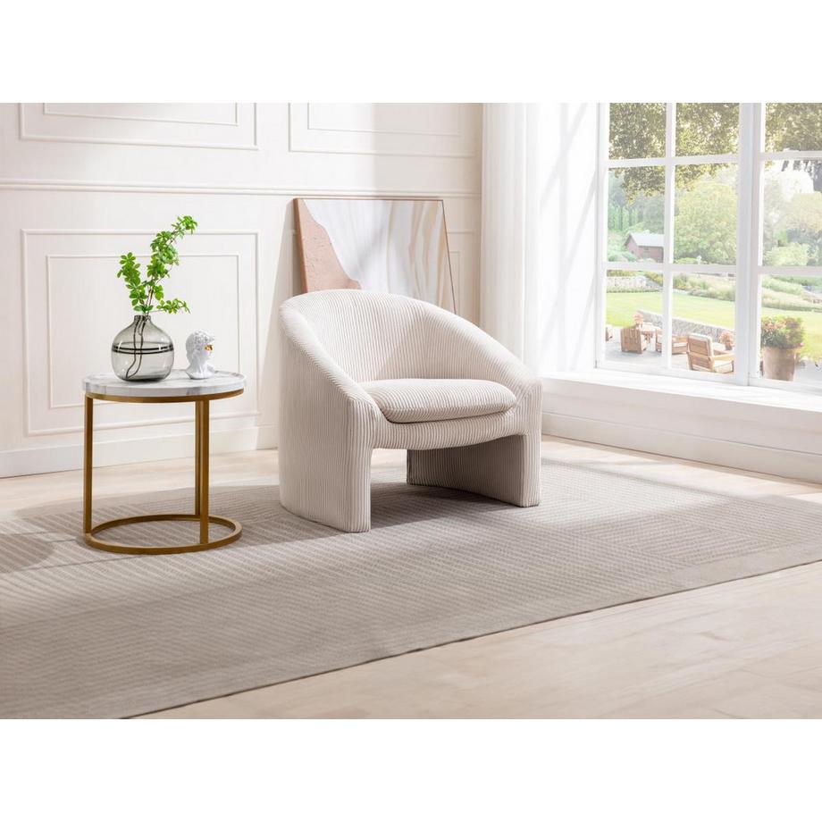 Vente-unique Fauteuil en velours côtelé crème OSSANA  