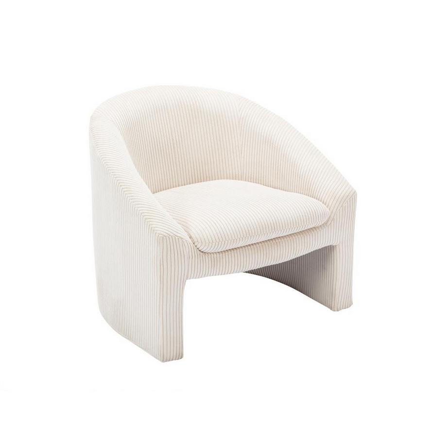 Vente-unique Fauteuil en velours côtelé crème OSSANA  