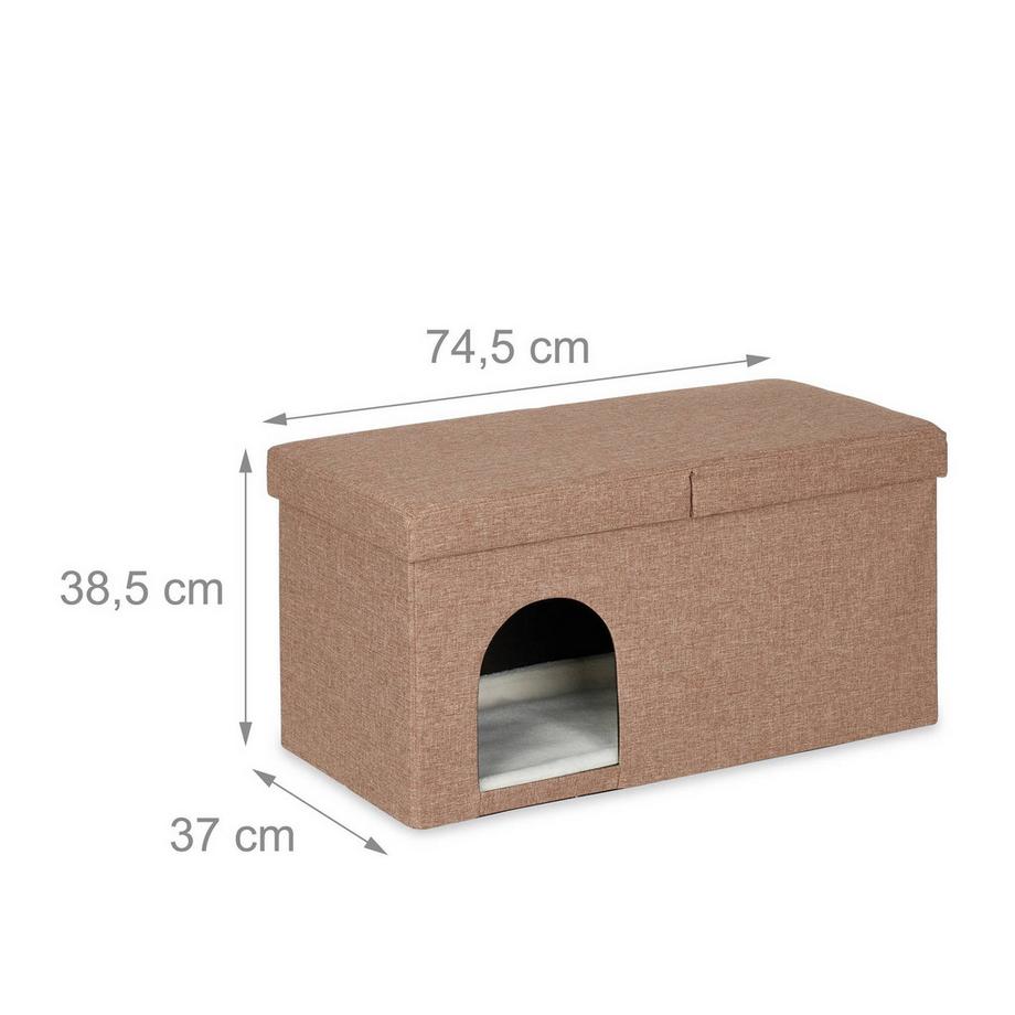 B2X  Grotte pour chat marron clair avec couvercle 