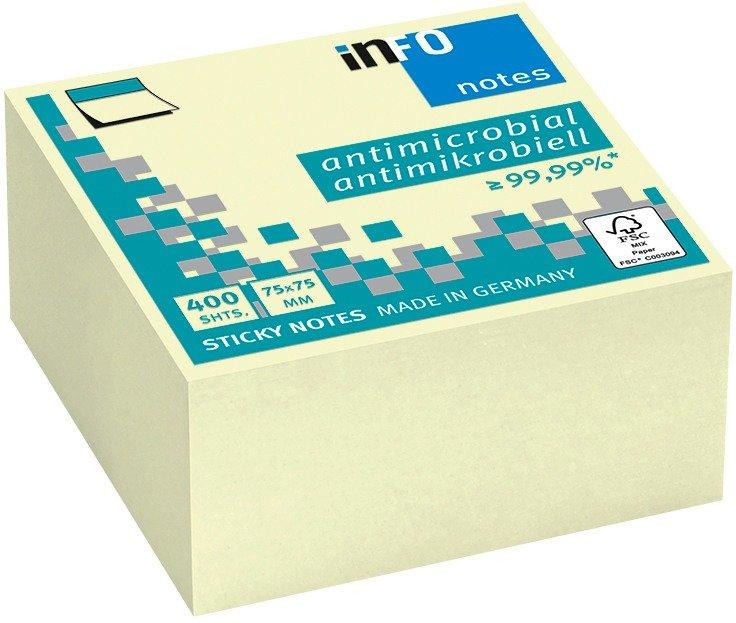 INFO INFO Haftnotizen Cube 75x75mm 5120-01 antimikrobiell, gelb 400 Blatt  