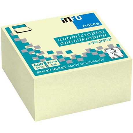 INFO INFO Haftnotizen Cube 75x75mm 5120-01 antimikrobiell, gelb 400 Blatt  