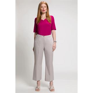 Ulla Popken  Pantalon 7/8, pinces, jambes évasées, ceinture confortable 