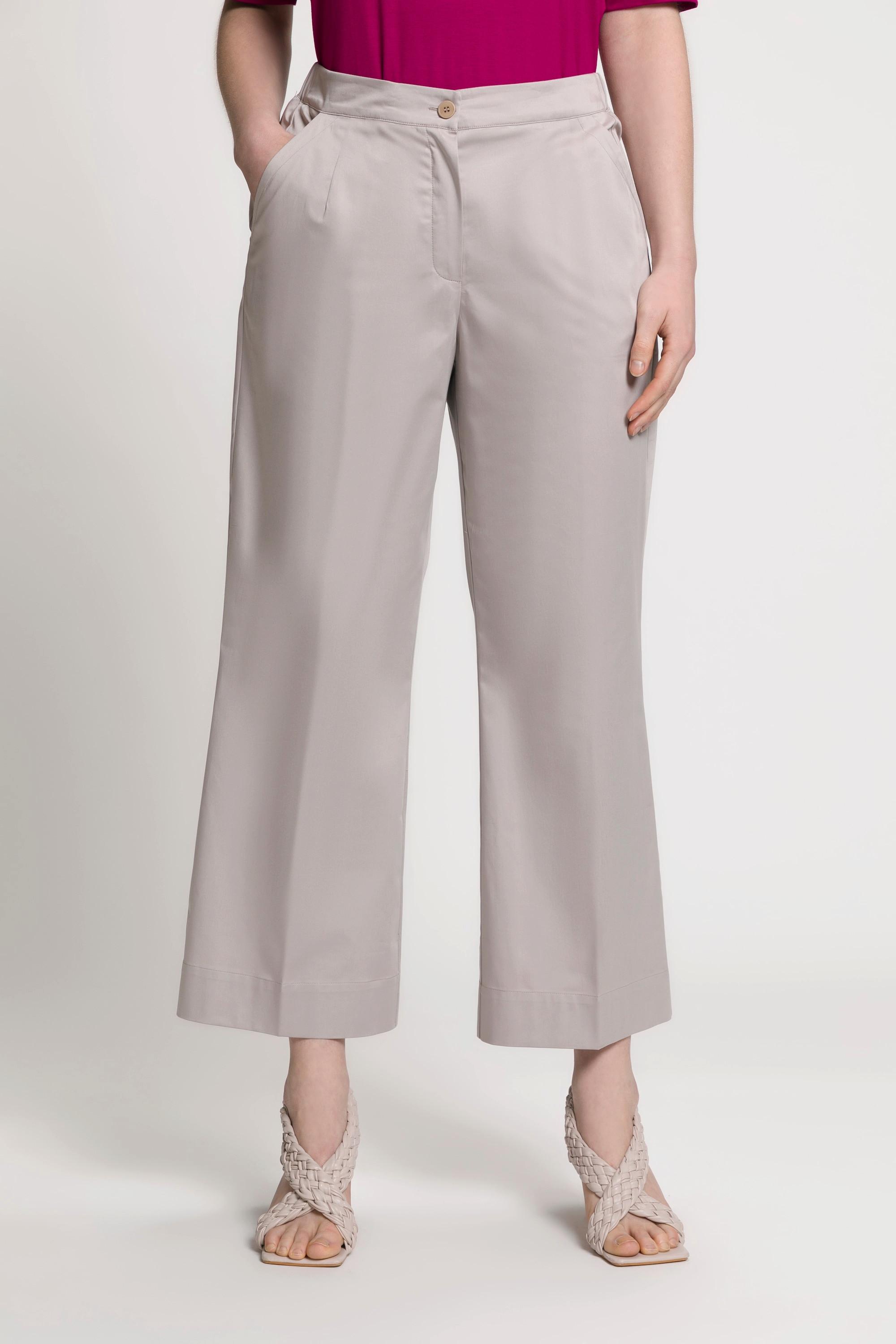 Ulla Popken  Pantalon 7/8, pinces, jambes évasées, ceinture confortable 