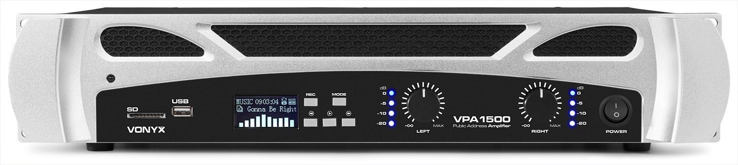 Vonyx  VPA1500 Stereo-Endstufe, 2x 750W mit Mediaplayer 