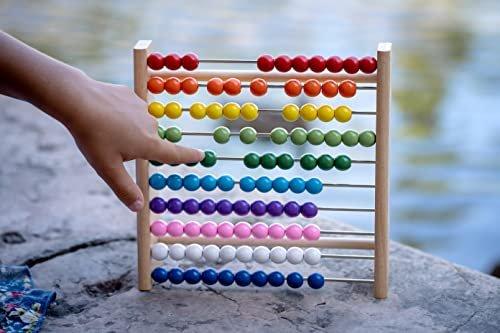 Activity-board  Cadre arithmétique en bois de hêtre pour élèves du primaire / 100 planches arithmétiques en bois / boules colorées avec tâches 