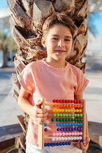 Activity-board  Rechenrahmen aus Buche für Grundschüler / 100 Holzrechenbrett / bunte Kugeln mit Aufgaben 