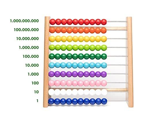 Activity-board  Cadre arithmétique en bois de hêtre pour élèves du primaire / 100 planches arithmétiques en bois / boules colorées avec tâches 