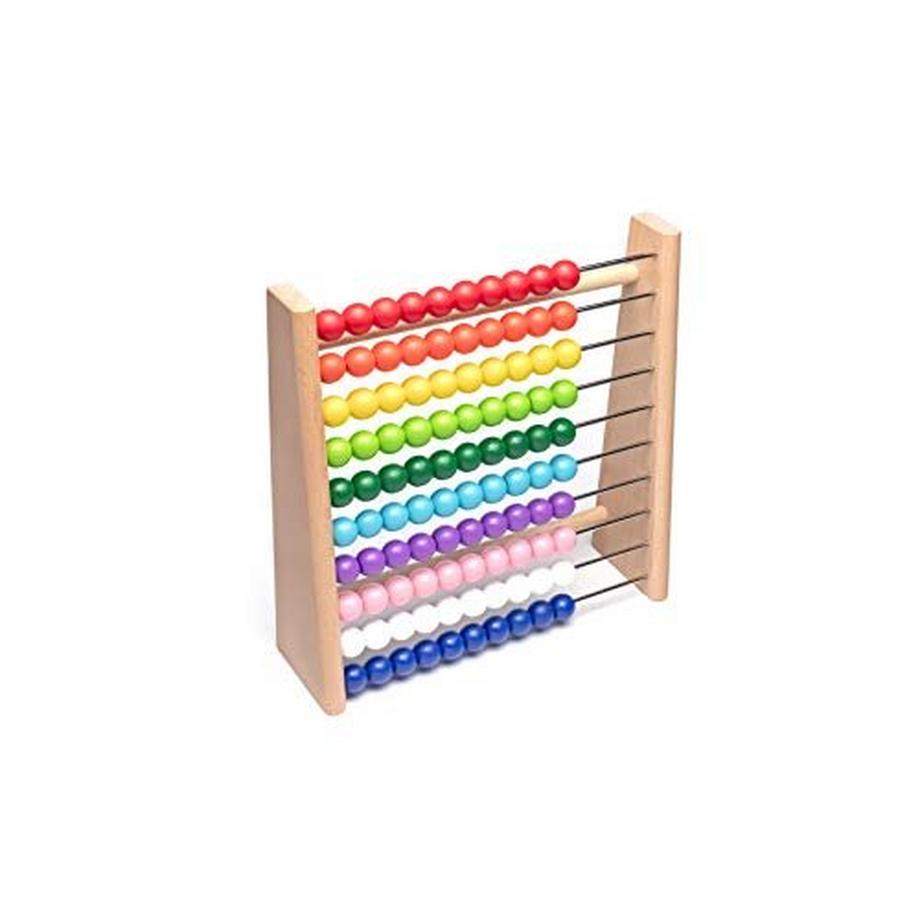 Rechenrahmen aus Buche für Grundschüler / 100 Holzrechenbrett / bunte Kugeln mit Aufgaben