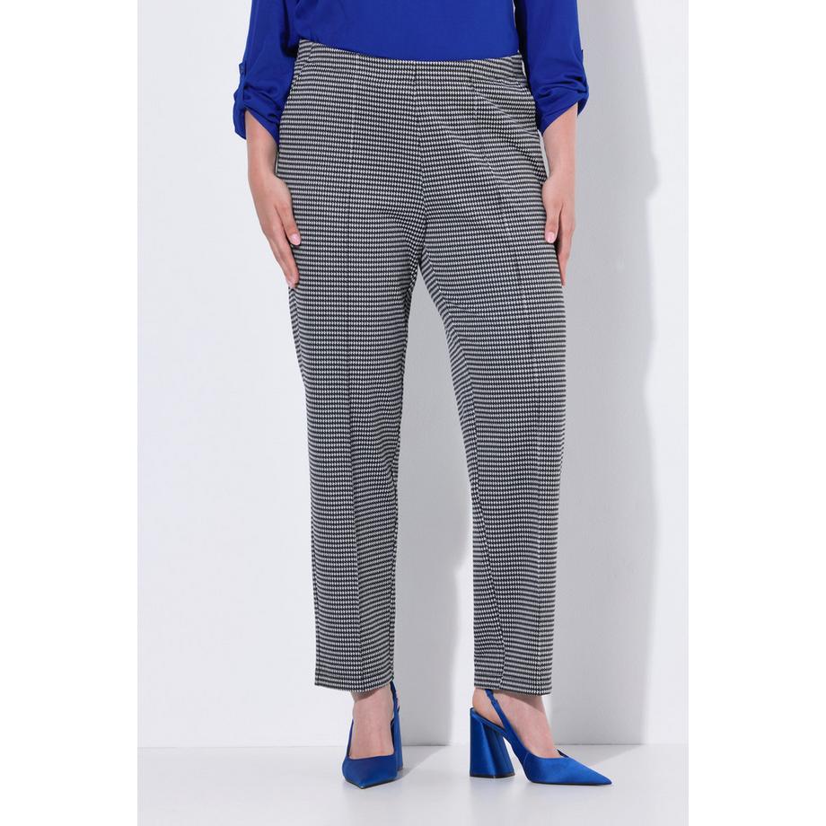 Ulla Popken Pantalon Jacquard Pied-de-poule Passepoils Taille Élastique  