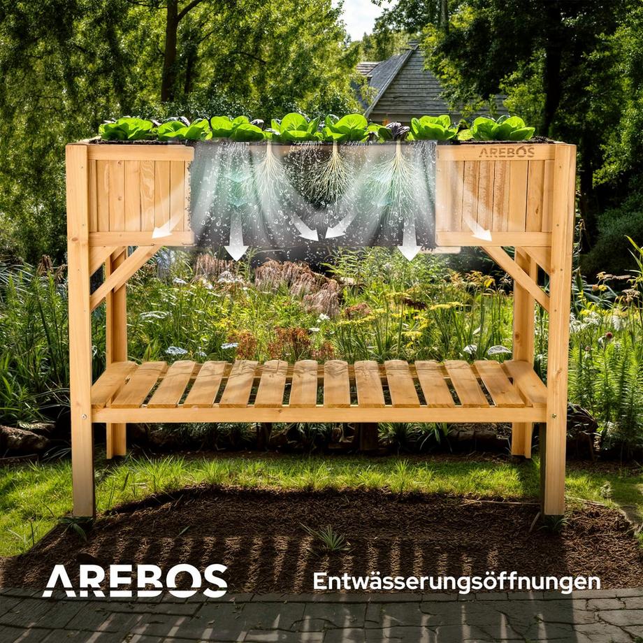 Arebos Letto rialzato Scaffale in legno Fioriera Telaio freddo  