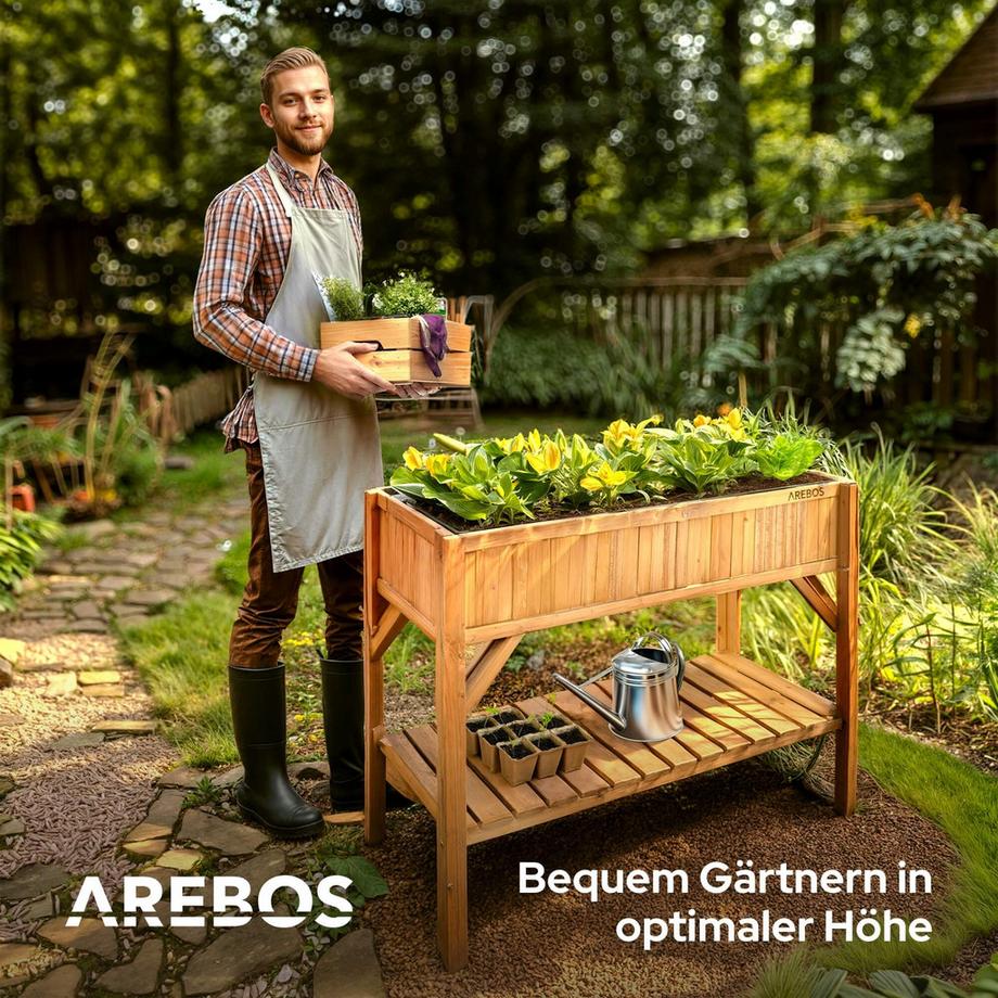 Arebos Letto rialzato Scaffale in legno Fioriera Telaio freddo  