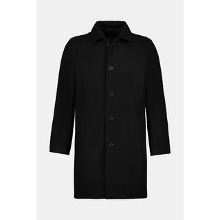 JP1880  Cappotto idrorepellente in misto lana con colletto da camicia nero 