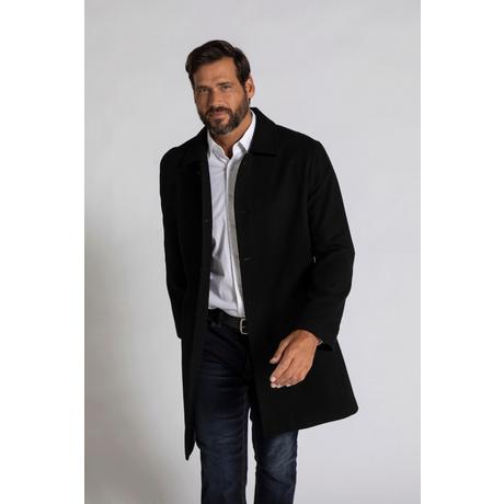 JP1880  Cappotto idrorepellente in misto lana con colletto da camicia nero 