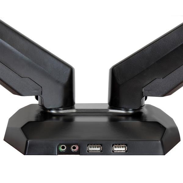 STARTECH.COM  Support de bureau pour 2 écrans avec 2 ports USB et audio passthrough intégrés 