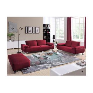 Vente-unique Couchgarnitur 3+2 - Microfaser - Rot - POLKA  