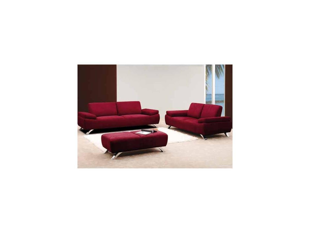 Vente-unique Couchgarnitur 3+2 - Microfaser - Rot - POLKA  