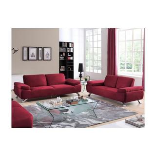 Vente-unique Couchgarnitur 3+2 - Microfaser - Rot - POLKA  