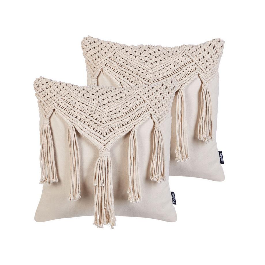 Beliani Lot de 2 coussins décoratifs en Coton Boho BEDADI  