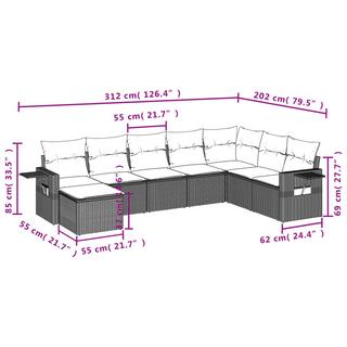 VidaXL Ensemble de canapés de jardin rotin synthétique  