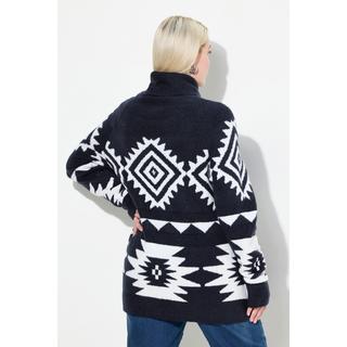 Ulla Popken  Pullover, grafisches Muster, Rollkragen, Langarm 