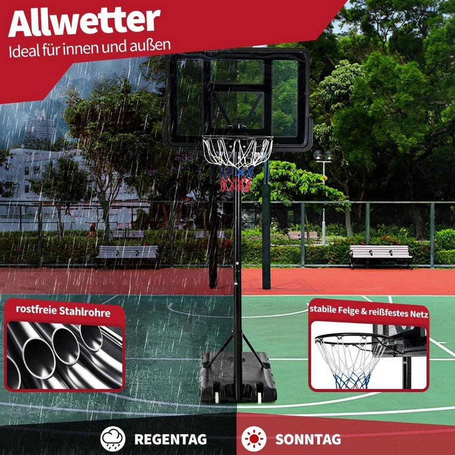 Northix Supporto da basket con rete e 2 ruote, regolabile in altezza  