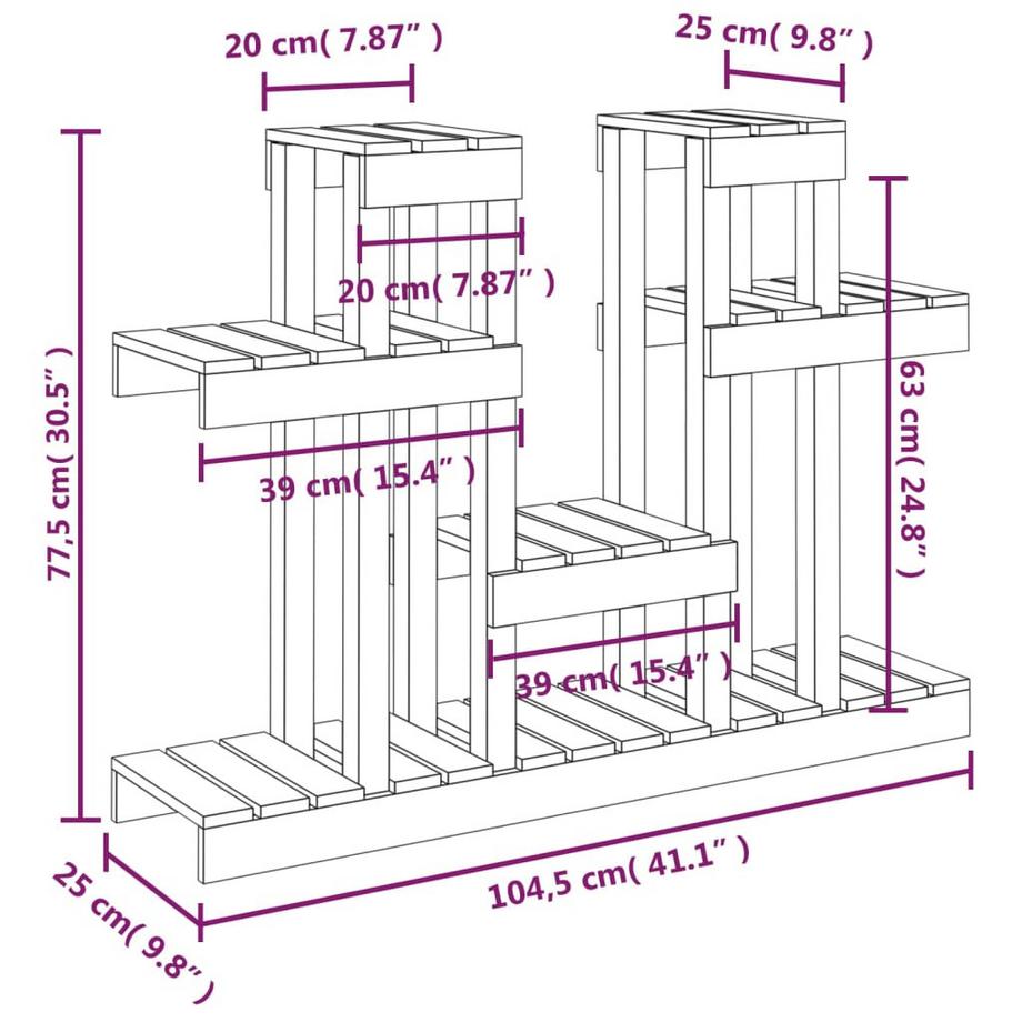 VidaXL supporto per piante Pine Wood  
