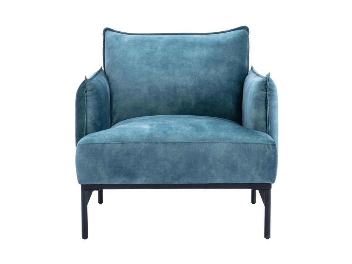 Vente-unique Fauteuil en velours bleu canard JOEL  