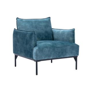 Vente-unique Fauteuil en velours bleu canard JOEL  