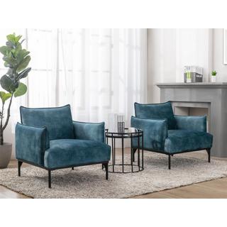 Vente-unique Fauteuil en velours bleu canard JOEL  