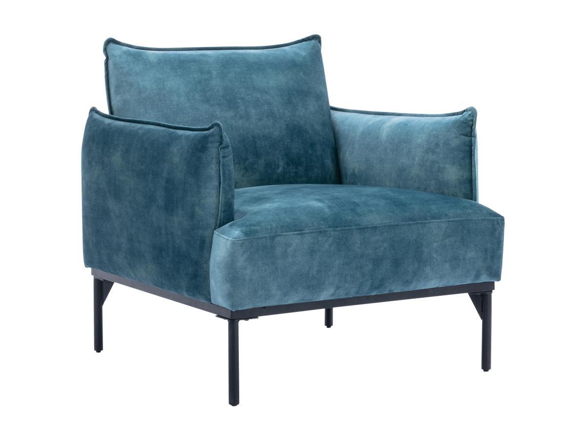 Vente-unique Fauteuil en velours bleu canard JOEL  