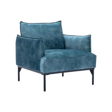 Fauteuil en velours bleu canard JOEL