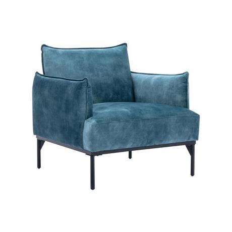 Vente-unique Fauteuil en velours bleu canard JOEL  