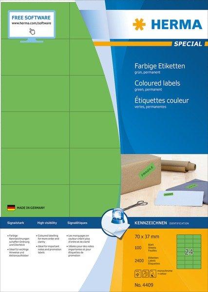 HERMA HERMA Etiketten SPECIAL 70x37mm 4409 grün,perm. 2400 St./100 Bl.  