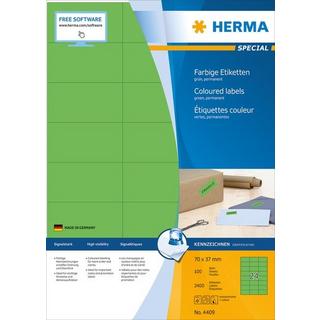 HERMA HERMA Etiketten SPECIAL 70x37mm 4409 grün,perm. 2400 St./100 Bl.  