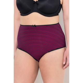 Ulla Popken  Maxislips, 5er-Pack, Ringel / einfarbig, High Waist 