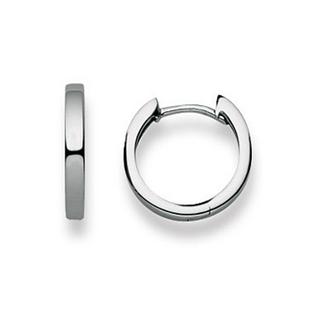 MUAU Schmuck  Scharnier-Creolen Weissgold 750, 13mm 