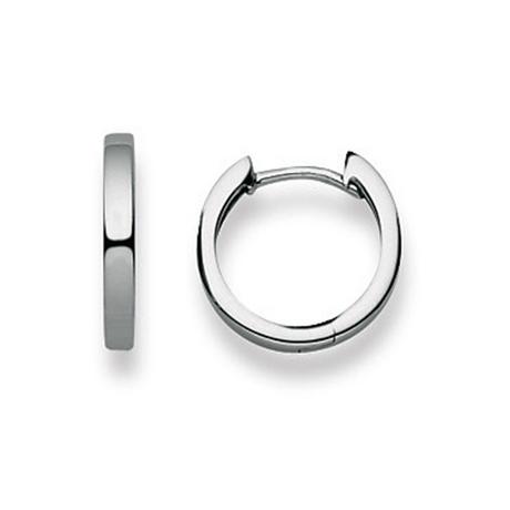 MUAU Schmuck  Scharnier-Creolen Weissgold 750, 13mm 