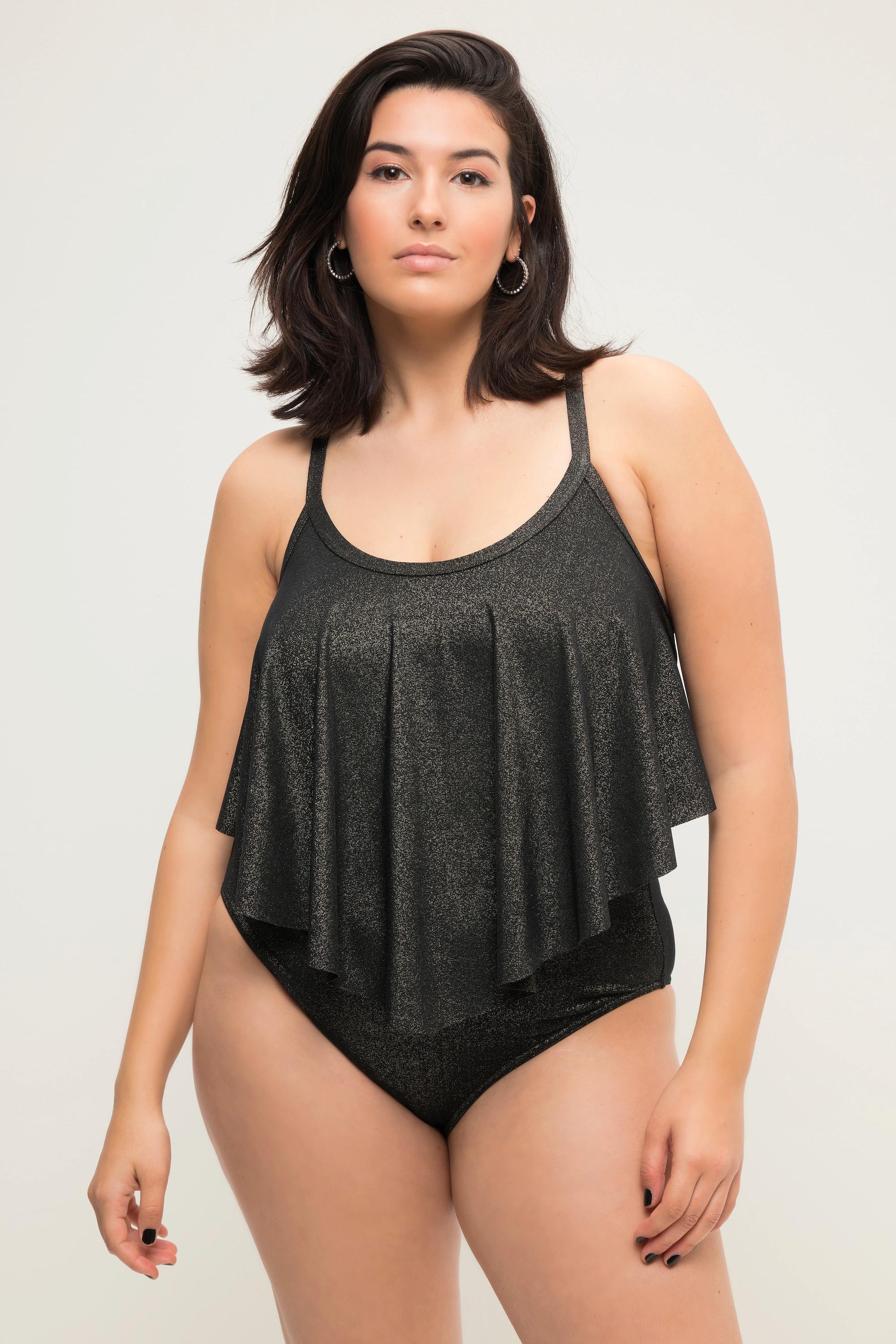 Studio Untold  Top del bikini con effetto glitter, coppe morbide e volant 