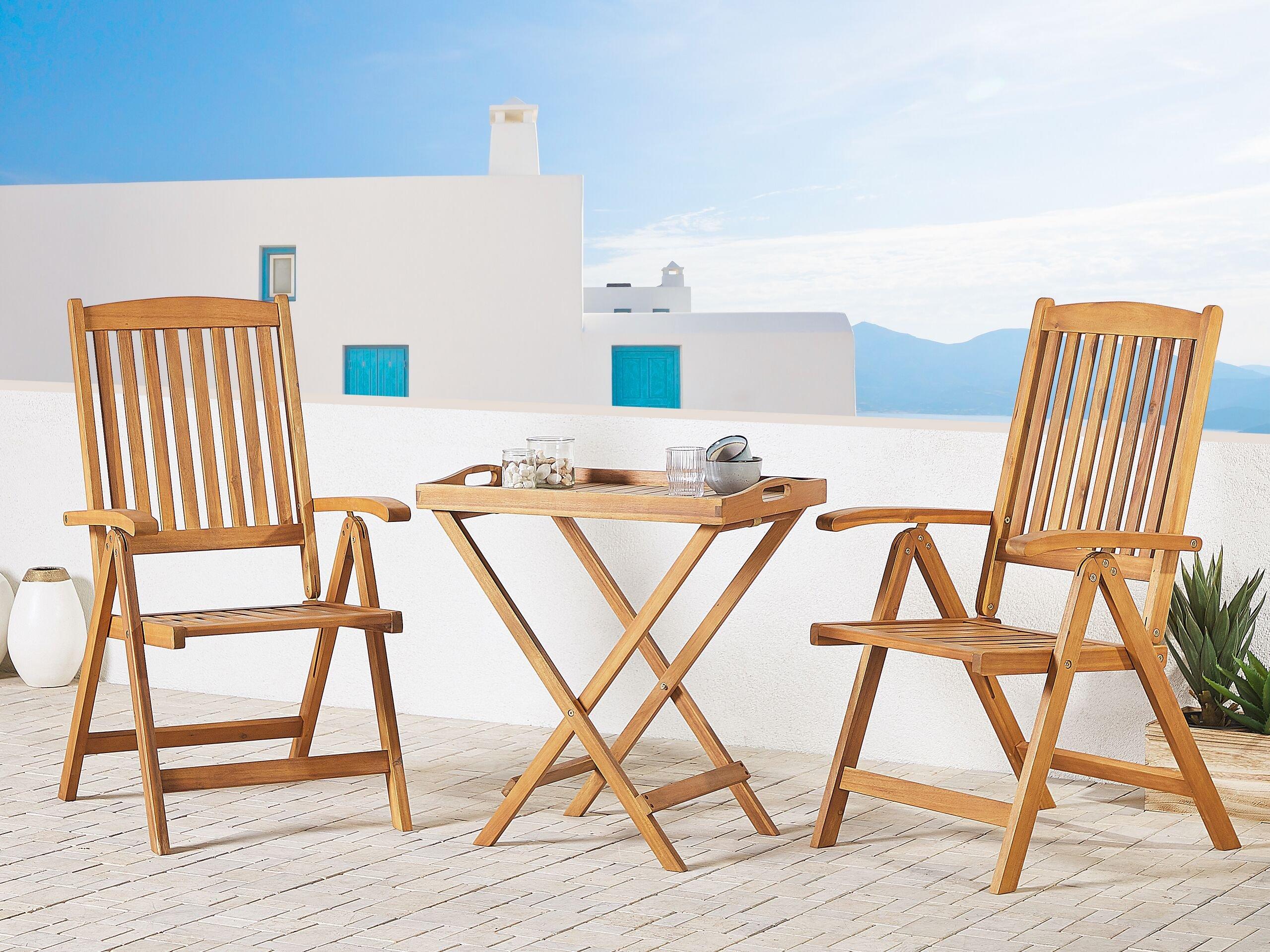 Beliani Bistro Set aus Akazienholz Klassisch JAVA  