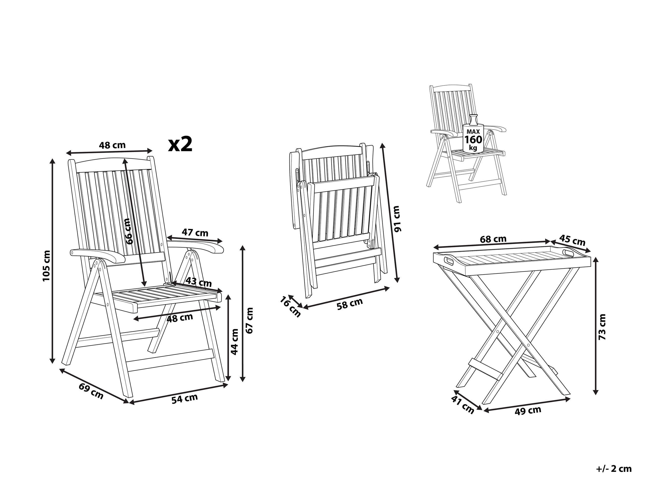 Beliani Bistro Set aus Akazienholz Klassisch JAVA  