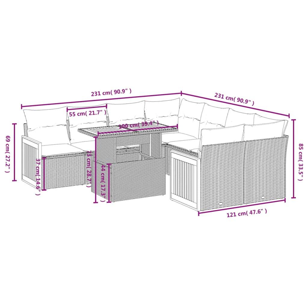 VidaXL Ensemble de canapés de jardin rotin synthétique  