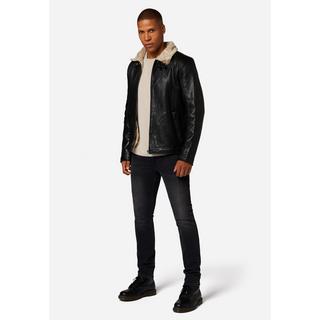 RICANO  Veste en cuir pour hommes Arthur - Col en fourrure et doublure en fausse fourrure 