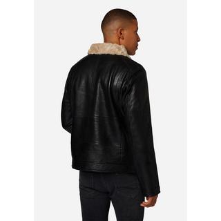 RICANO  Veste en cuir pour hommes Arthur - Col en fourrure et doublure en fausse fourrure 