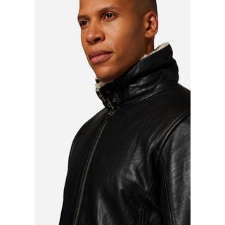 RICANO  Veste en cuir pour hommes Arthur - Col en fourrure et doublure en fausse fourrure 