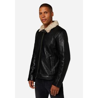 RICANO  Veste en cuir pour hommes Arthur - Col en fourrure et doublure en fausse fourrure 