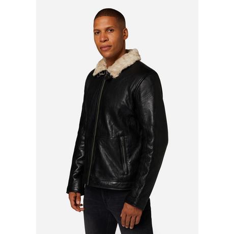 RICANO  Veste en cuir pour hommes Arthur - Col en fourrure et doublure en fausse fourrure 