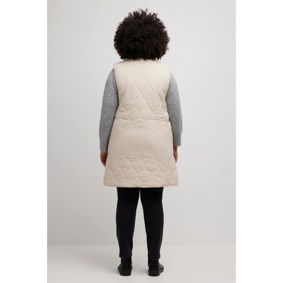 Ulla Popken Gilet double face trapuntato effetto patchwork collo alto senza maniche  
