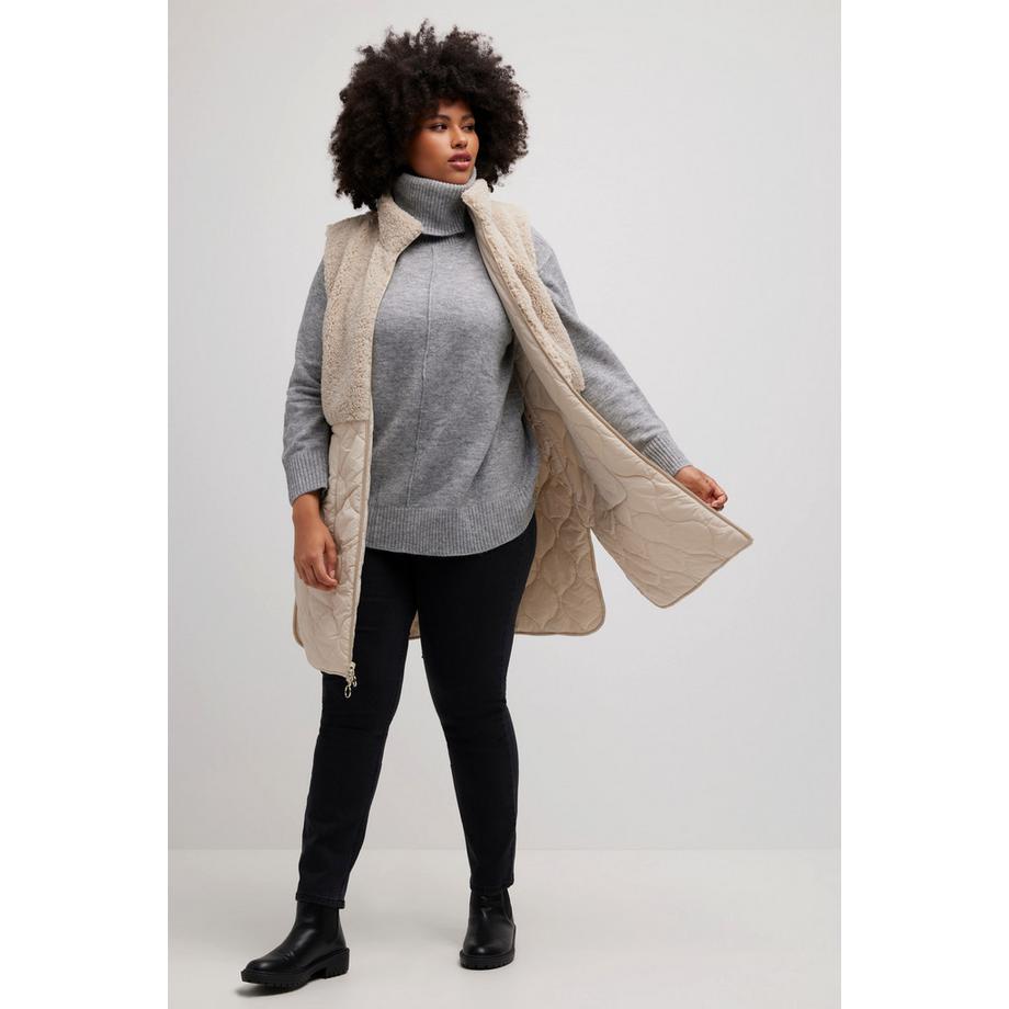 Ulla Popken Gilet double face trapuntato effetto patchwork collo alto senza maniche  