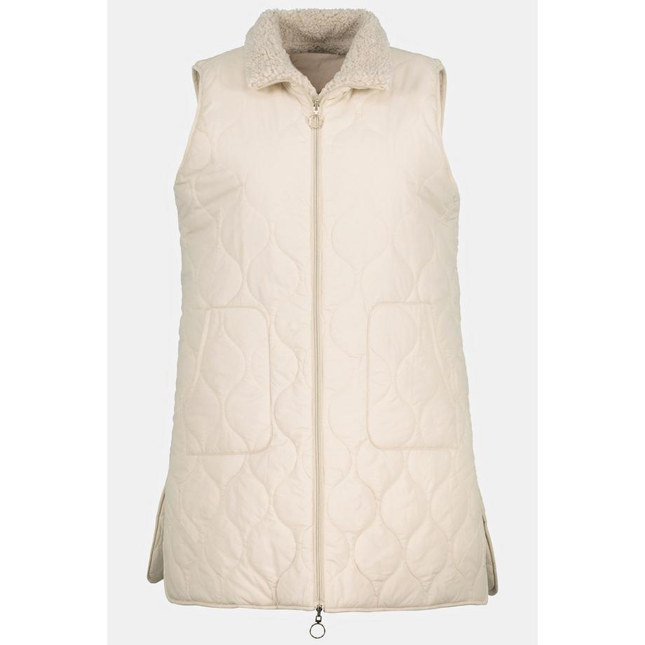 Ulla Popken Gilet double face trapuntato effetto patchwork collo alto senza maniche  